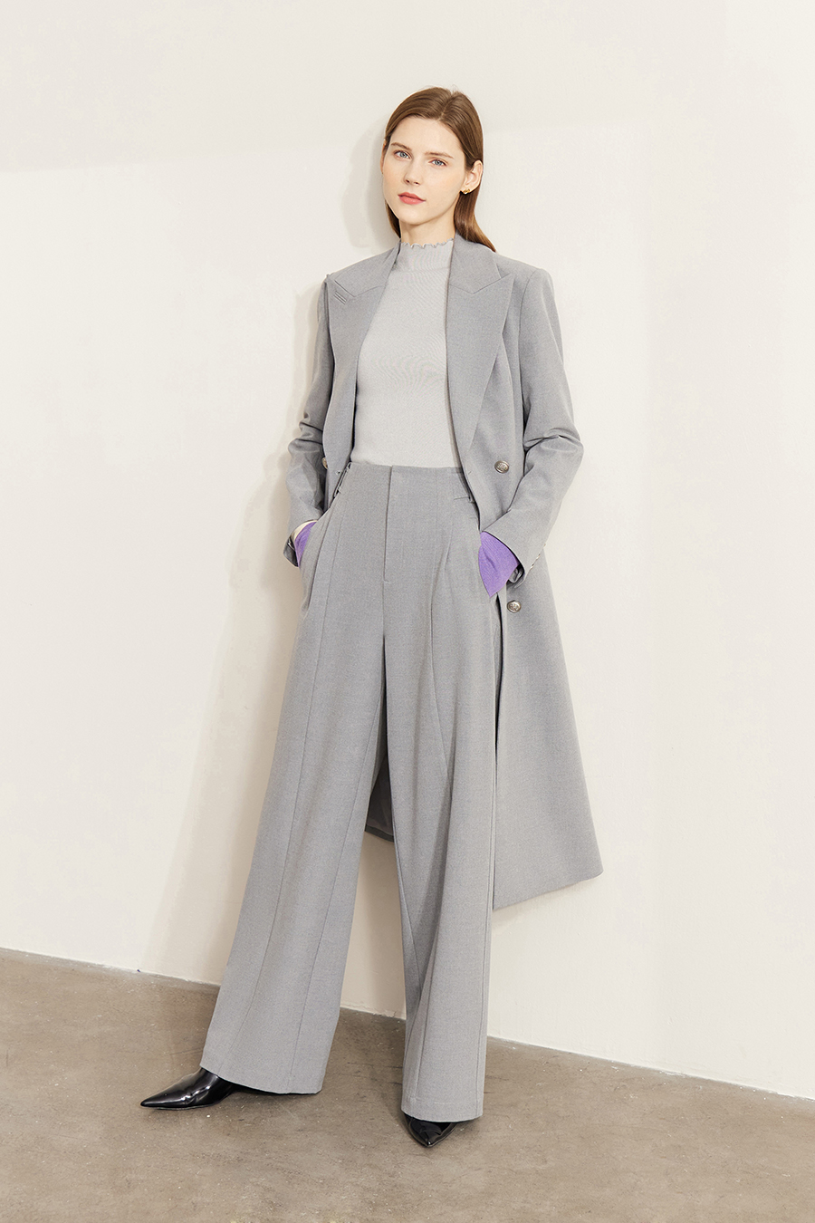 Slim Color - block Mock Neck Knitted Top|AMII-AMII.com