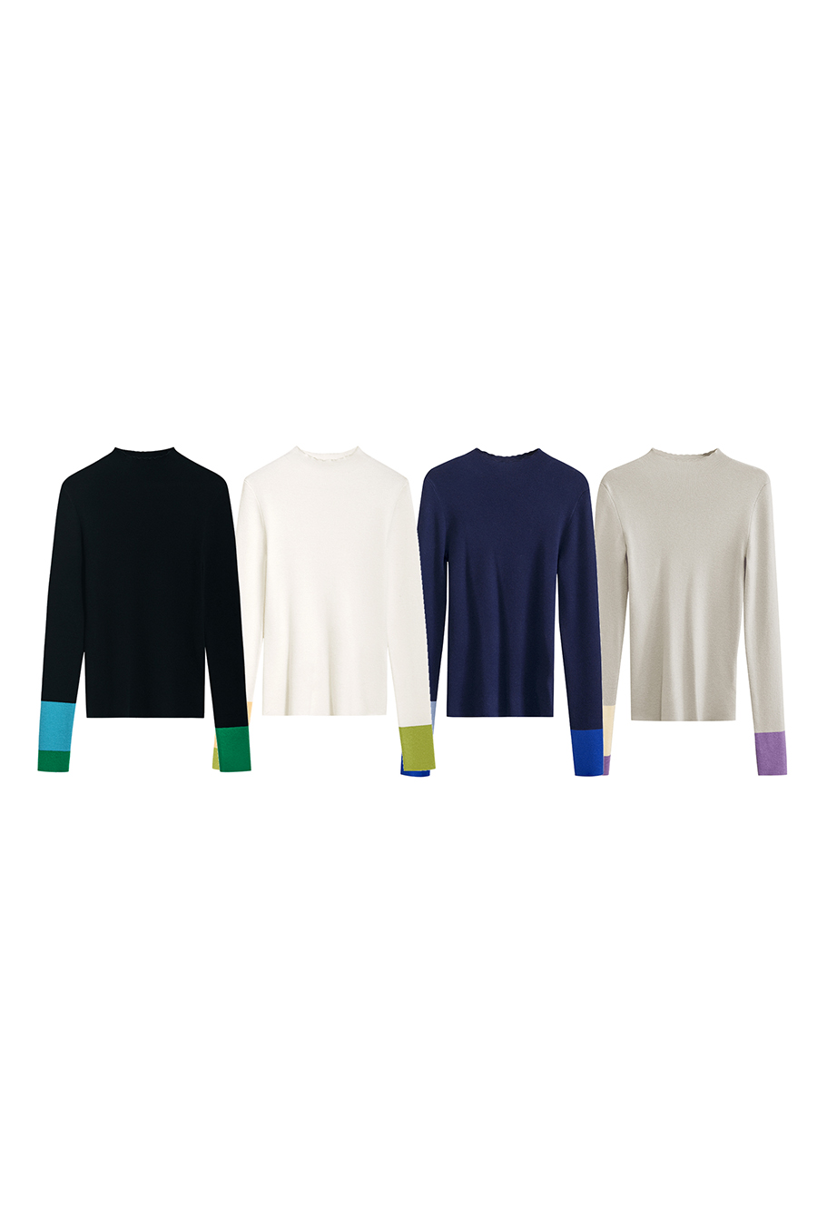 Slim Color - block Mock Neck Knitted Top|AMII-AMII.com
