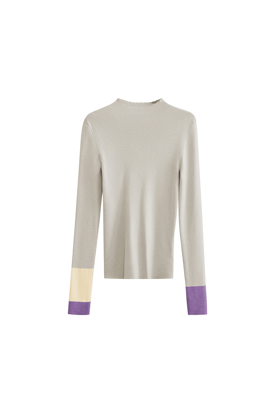Slim Color - block Mock Neck Knitted Top|AMII-AMII.com