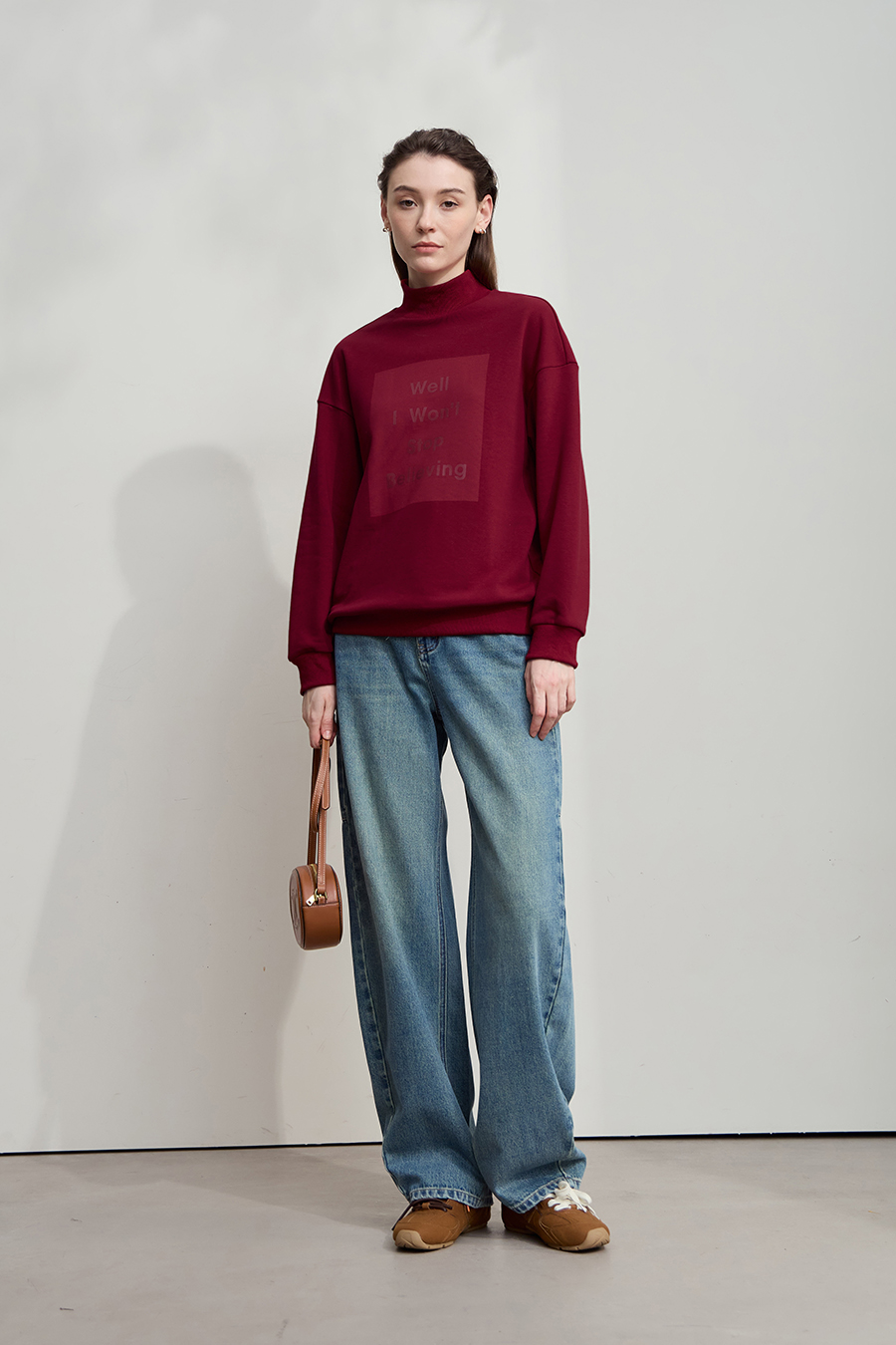 High Neck Letter Printed Sweatshirt|AMII-AMII.com