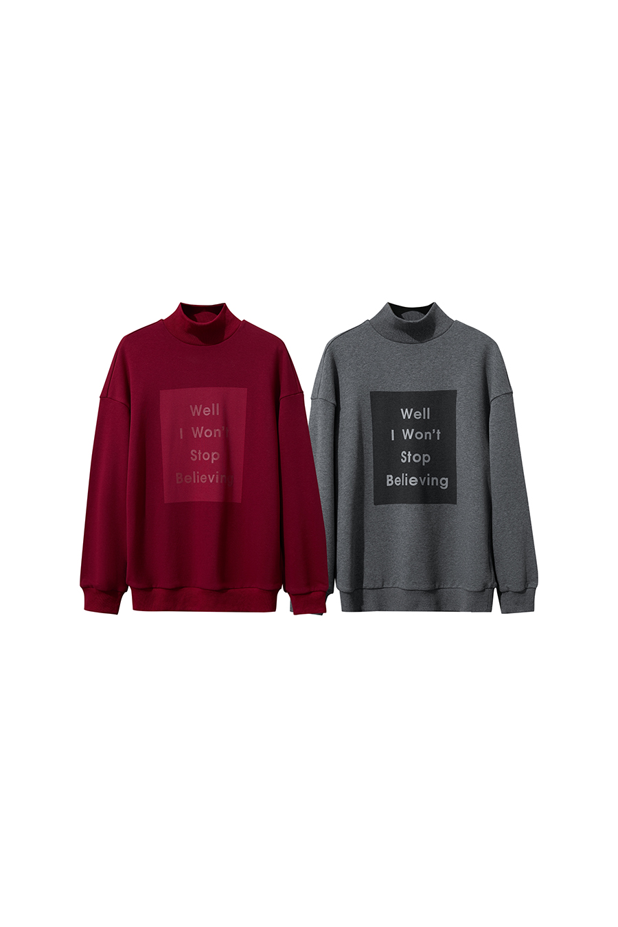 High Neck Letter Printed Sweatshirt|AMII-AMII.com