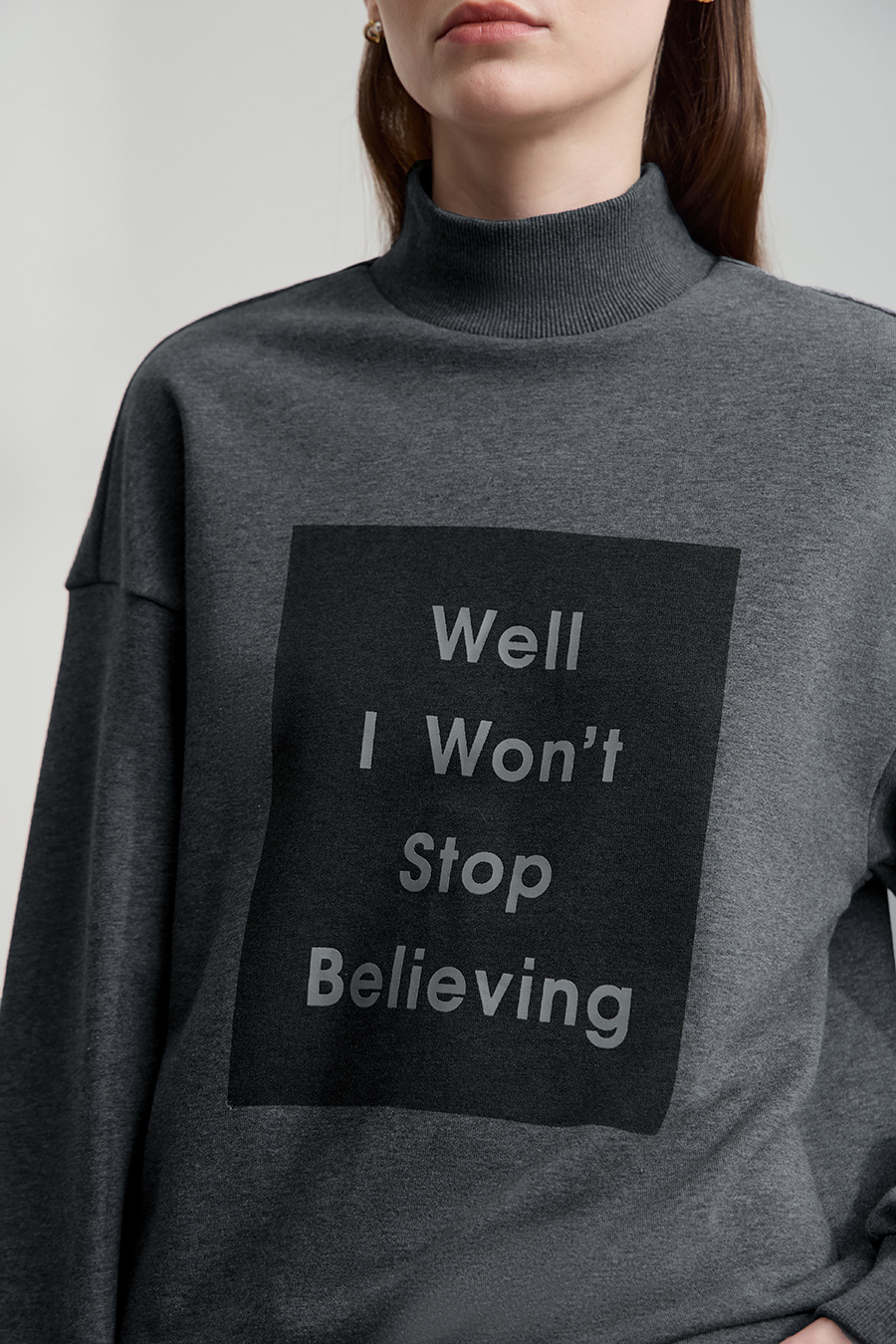 High Neck Letter Printed Sweatshirt|AMII-AMII.com