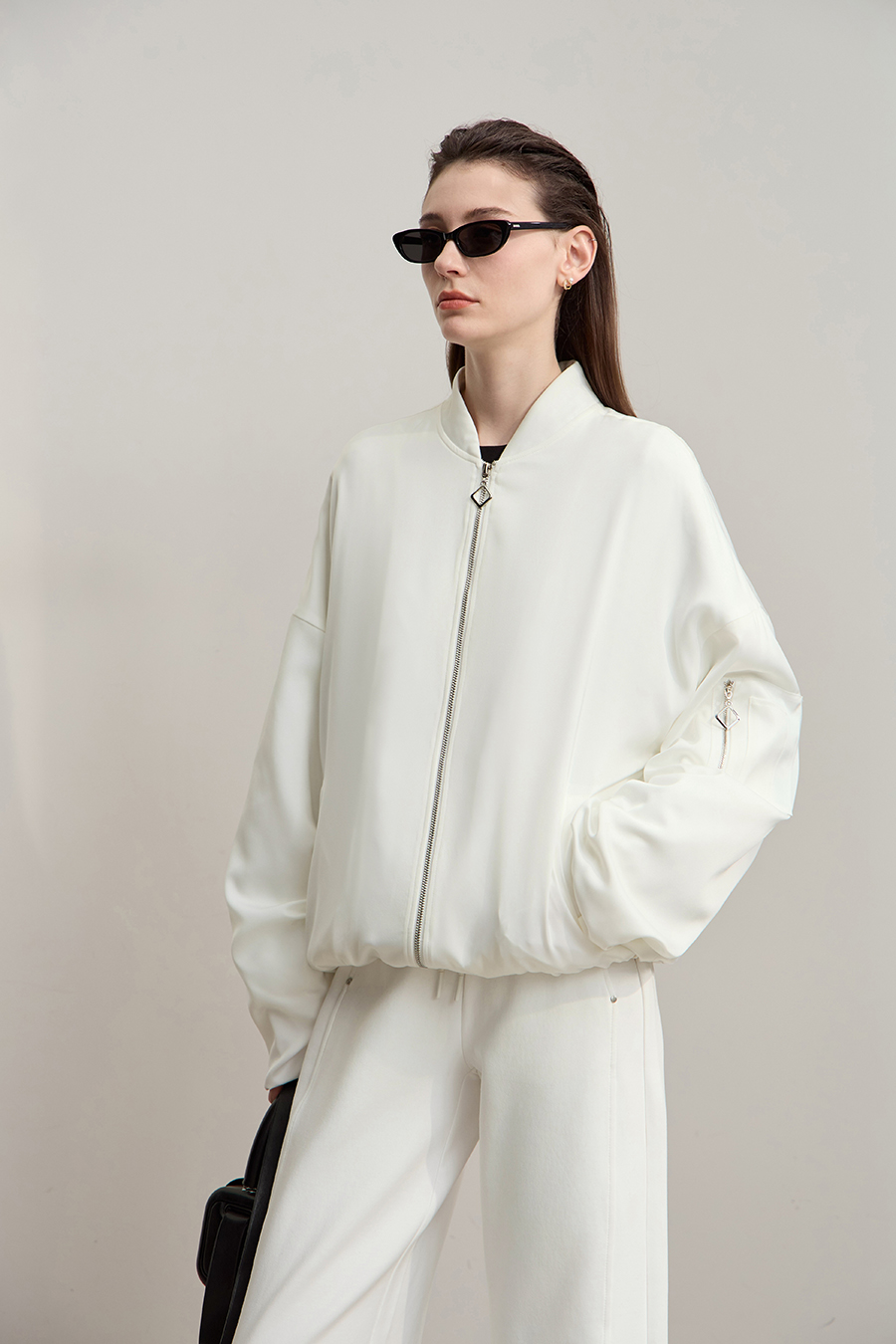 Satin Baseball Collar Jacket|AMII-AMII.com