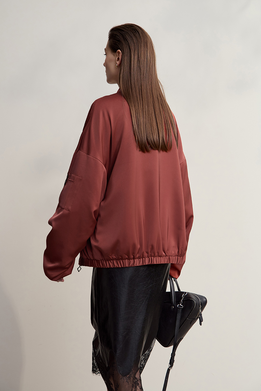 Satin Baseball Collar Jacket|AMII-AMII.com