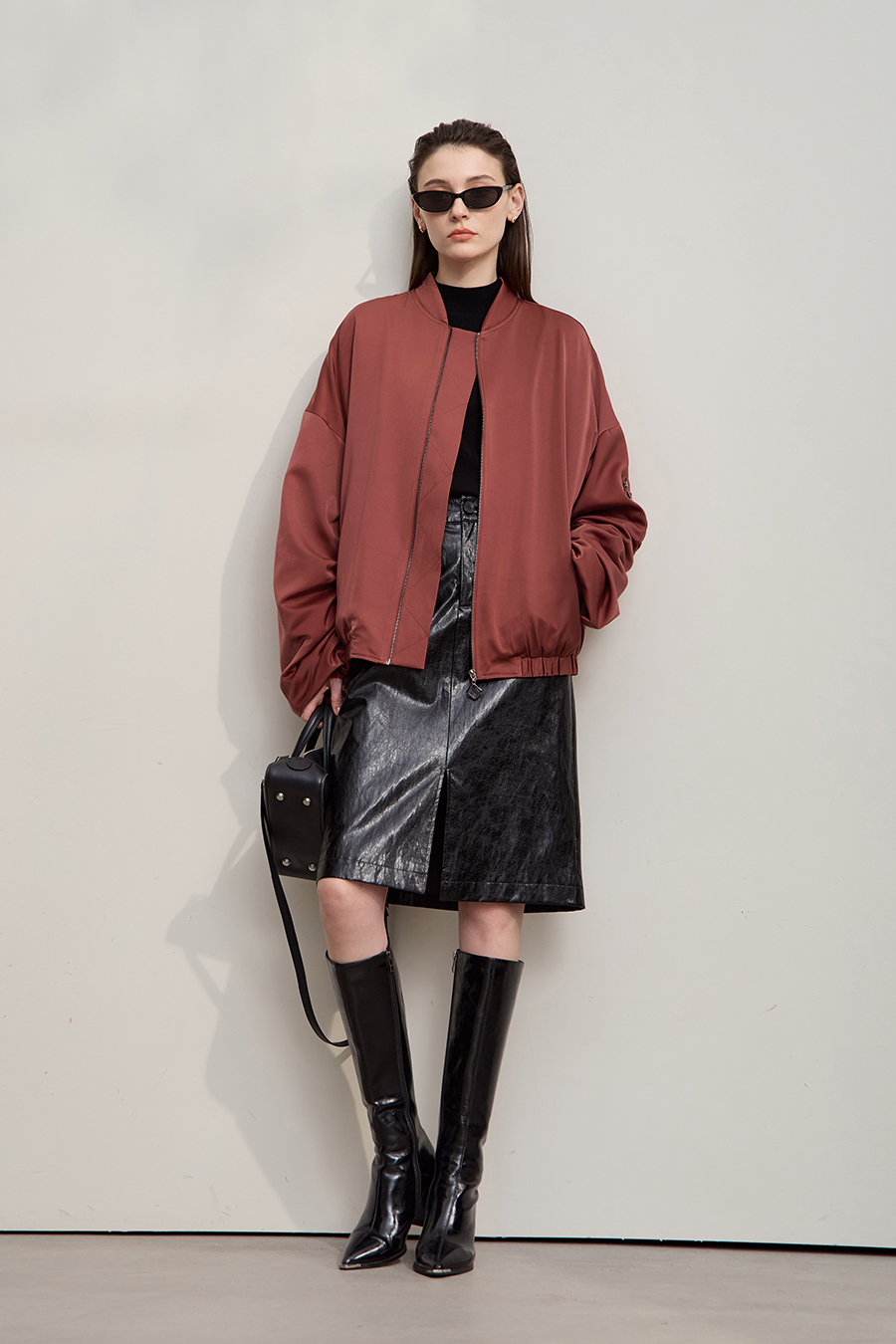 Satin Baseball Collar Jacket|AMII-AMII.com