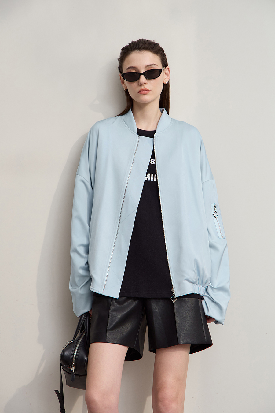 Satin Baseball Collar Jacket|AMII-AMII.com