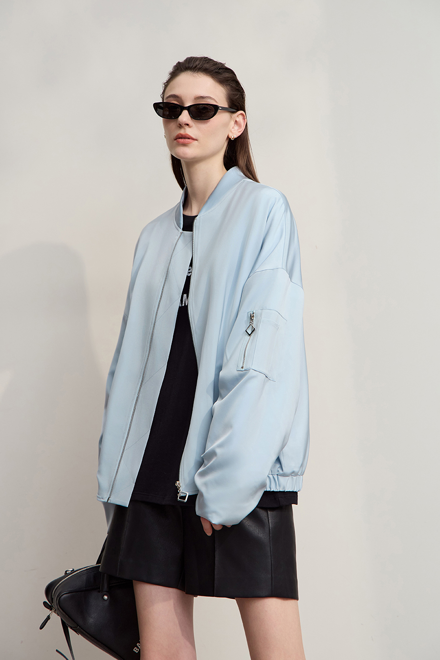 Satin Baseball Collar Jacket|AMII-AMII.com
