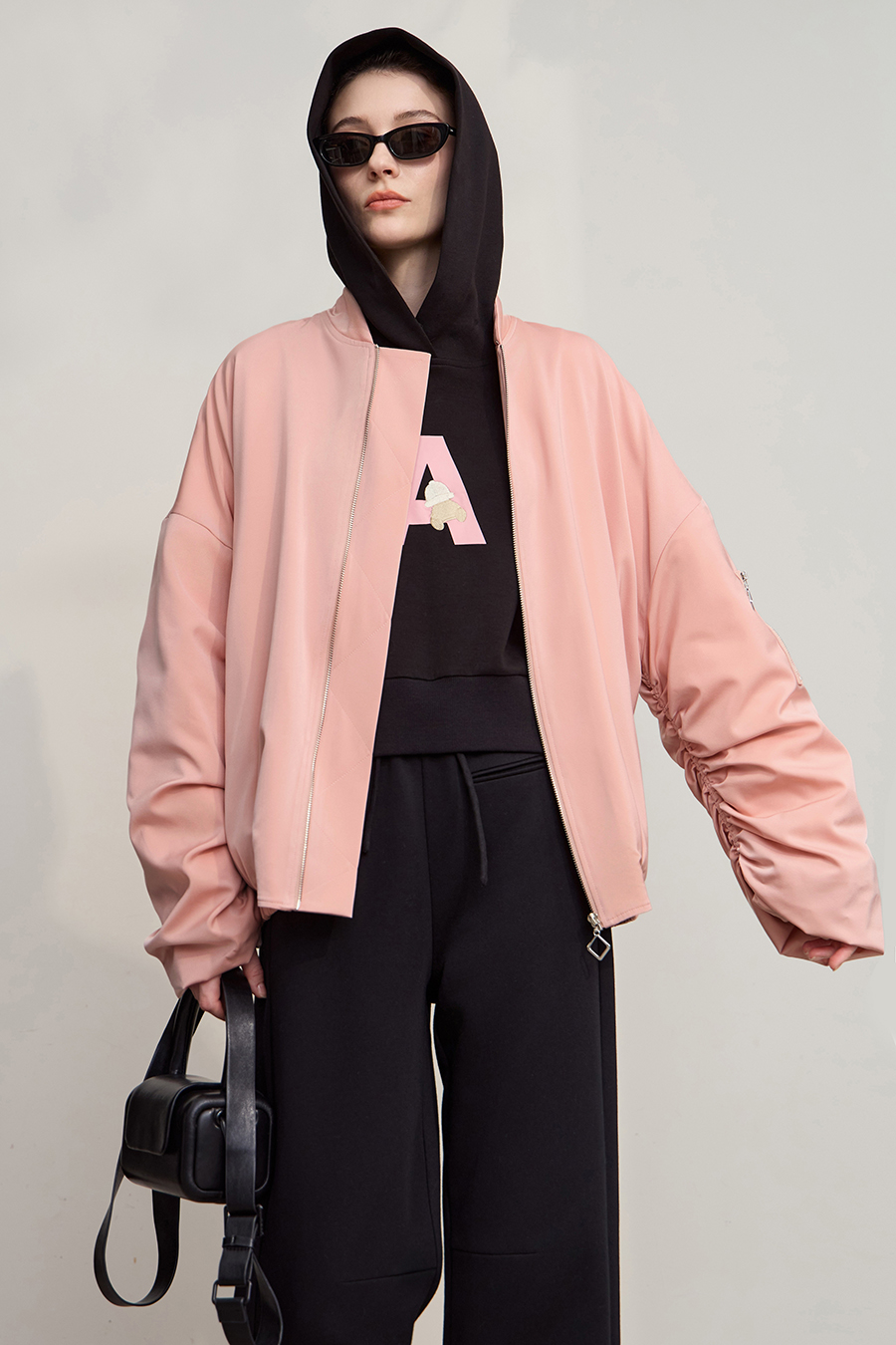 Satin Baseball Collar Jacket|AMII-AMII.com