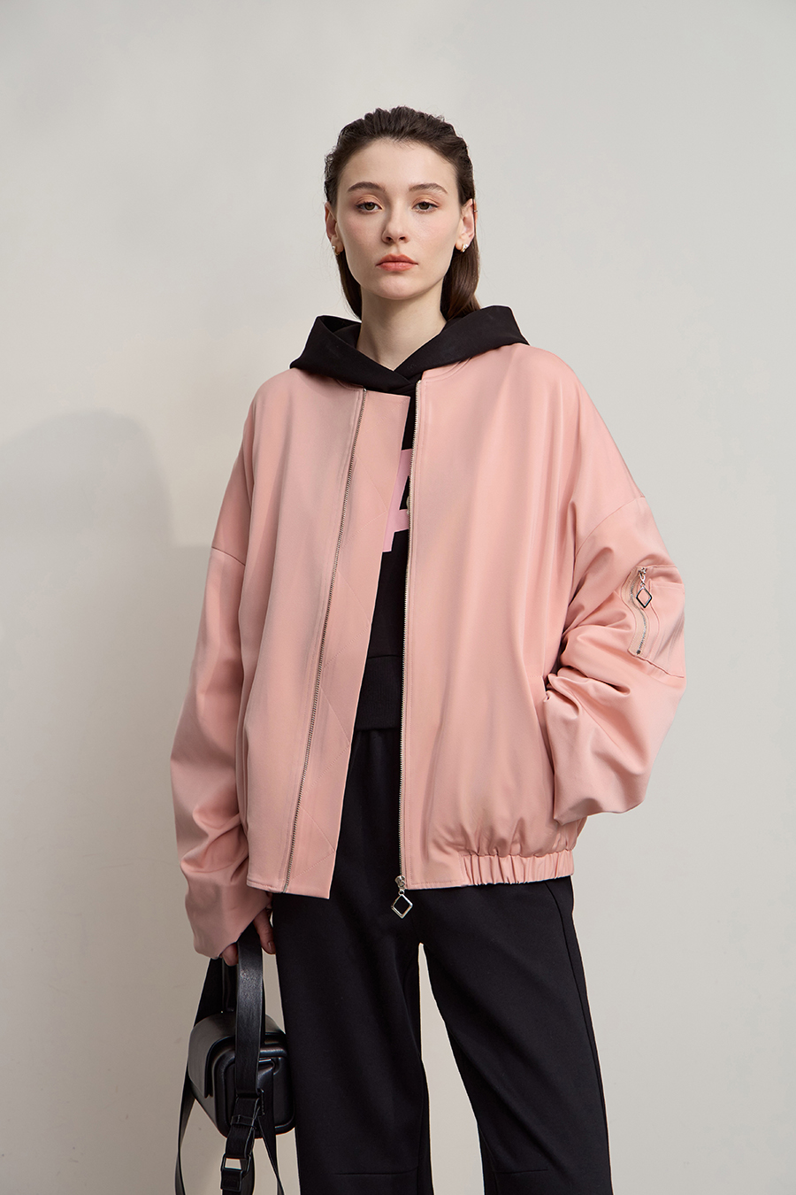Satin Baseball Collar Jacket|AMII-AMII.com
