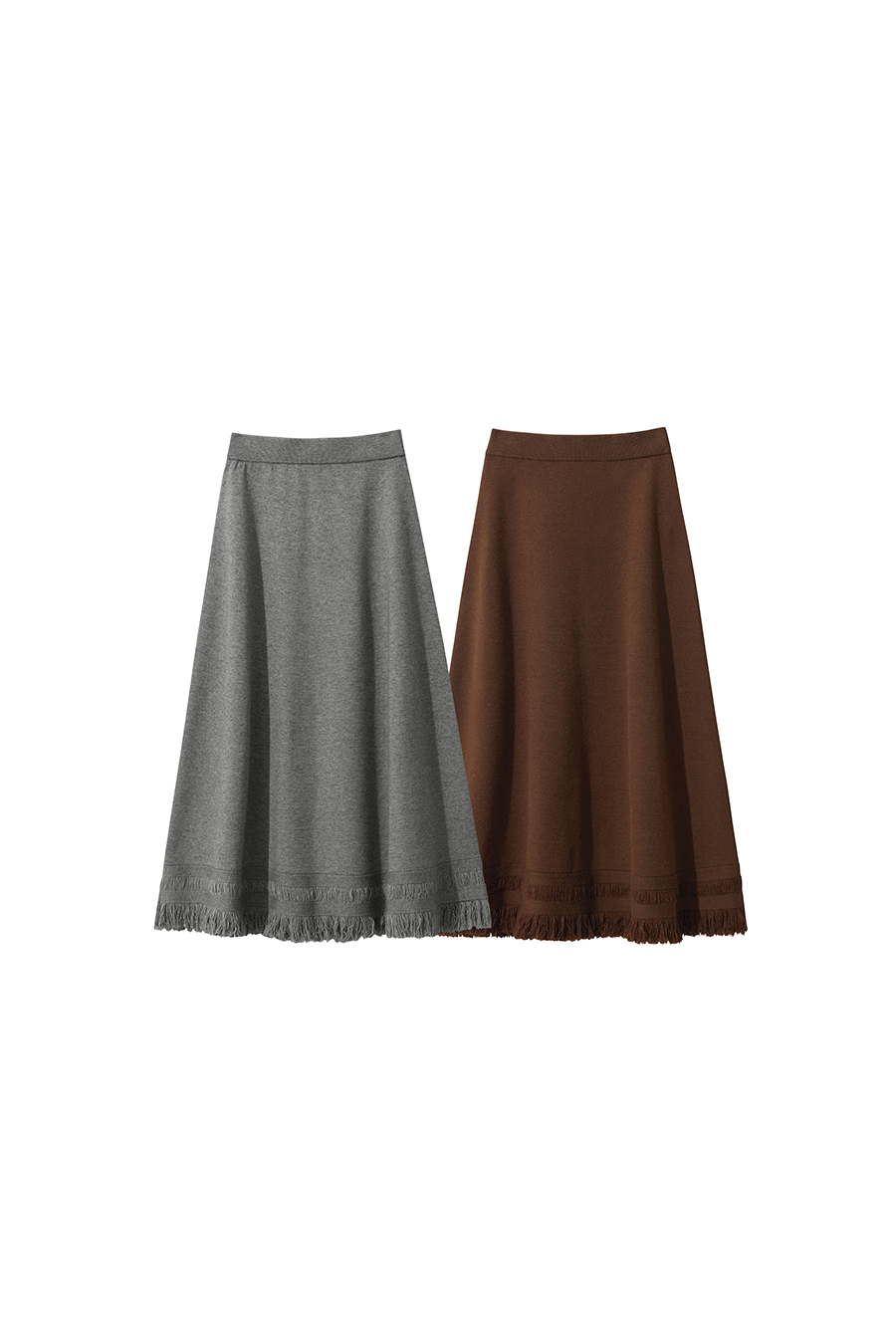 Fringed A - line Knitted Skirt|AMII-AMII.com
