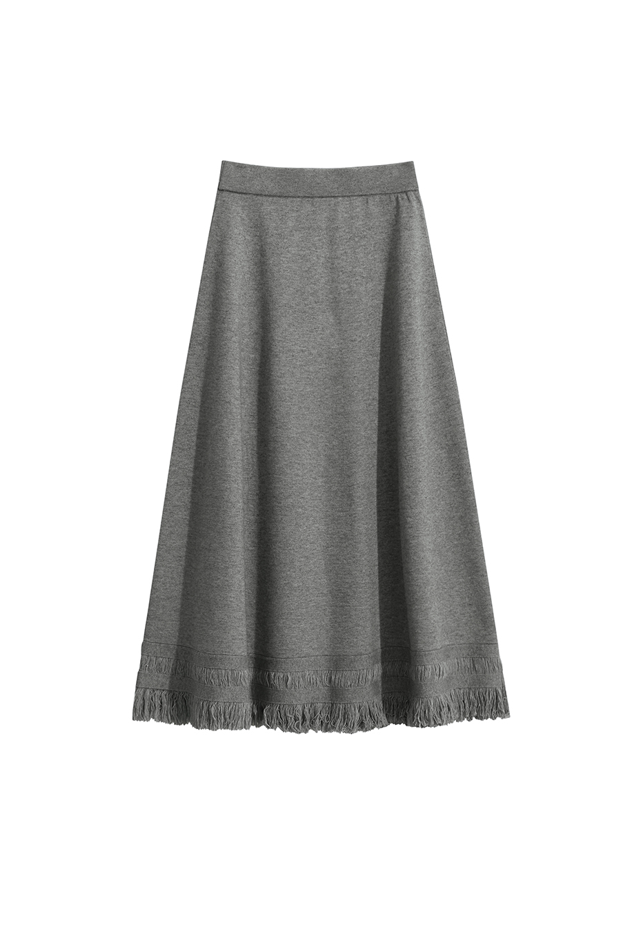 Fringed A - line Knitted Skirt|AMII-AMII.com
