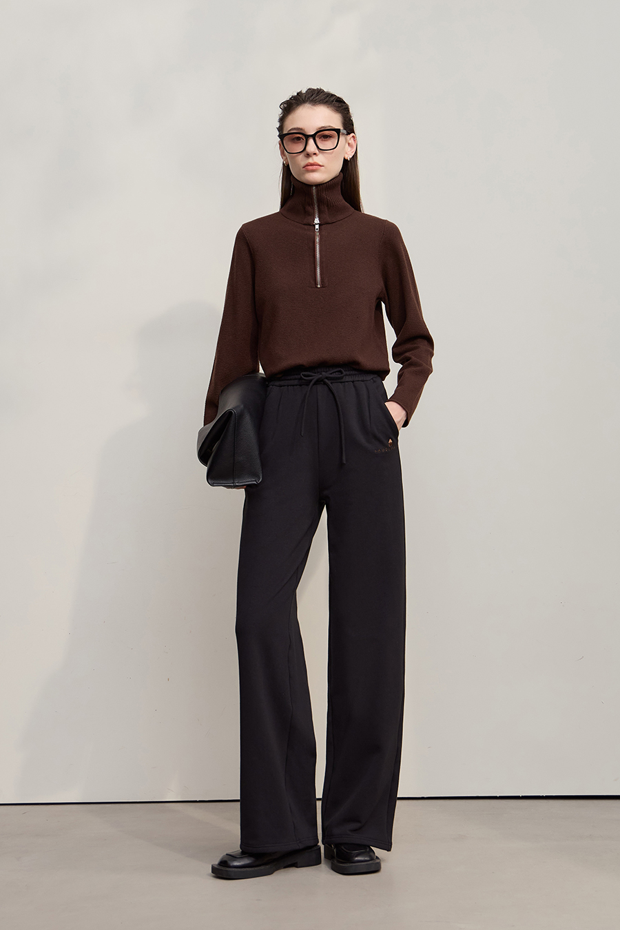 Bear Embroidered Brushed Pants|AMII-AMII.com