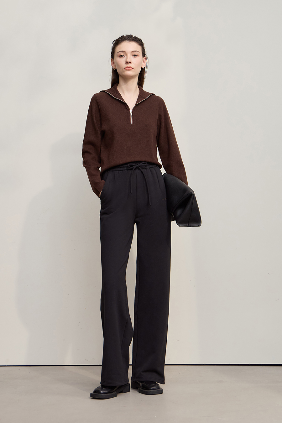 Bear Embroidered Brushed Pants|AMII-AMII.com