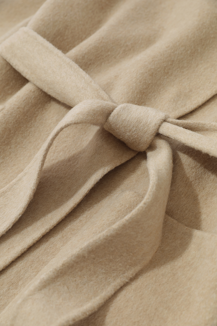 Detachable Fox Fur Trim Double-faced Wool Coat