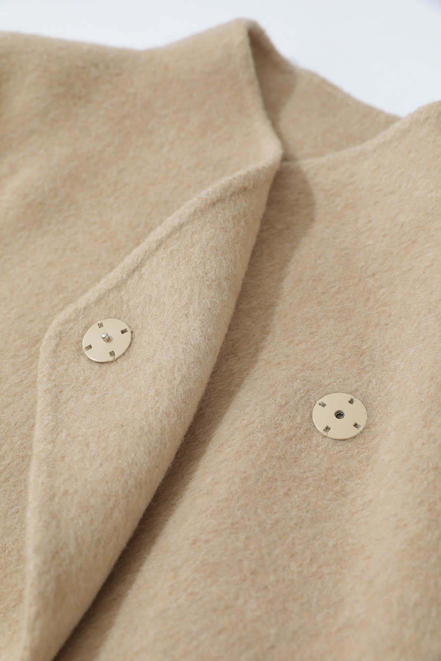 Detachable Fox Fur Trim Double-faced Wool Coat