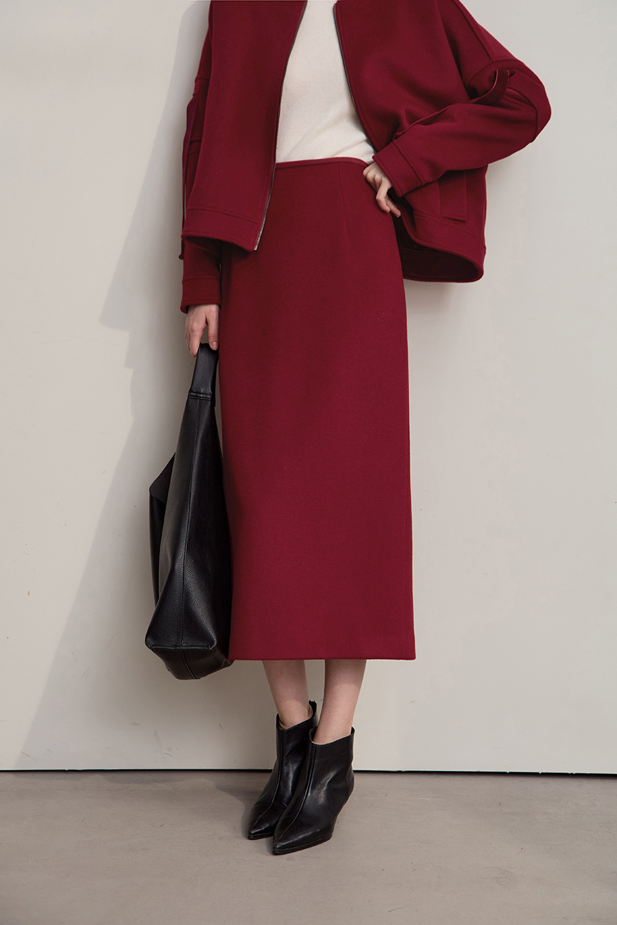 Fitted Long Woolen Skirt|AMII-AMII.com