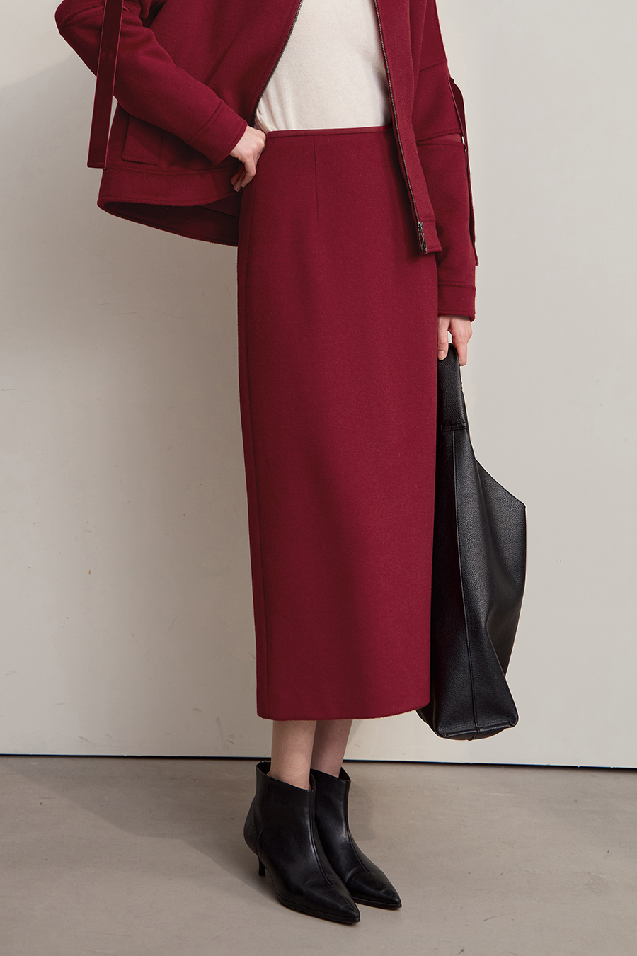 Fitted Long Woolen Skirt|AMII-AMII.com