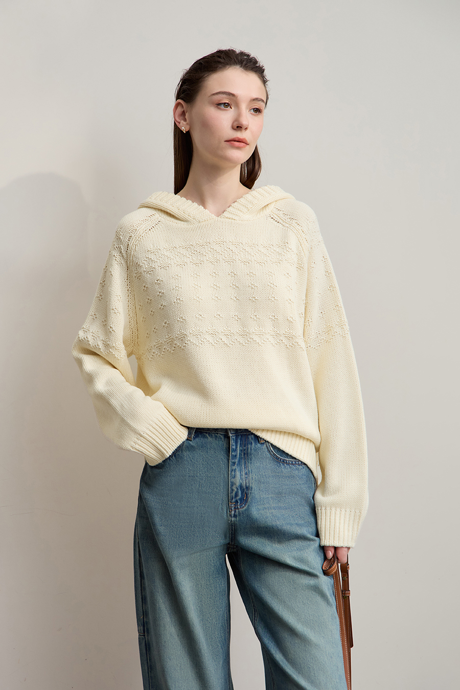 Hooded Raglan Sleeve Sweater