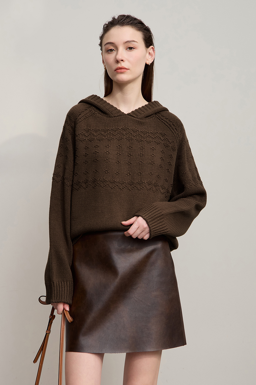 Hooded Raglan Sleeve Sweater