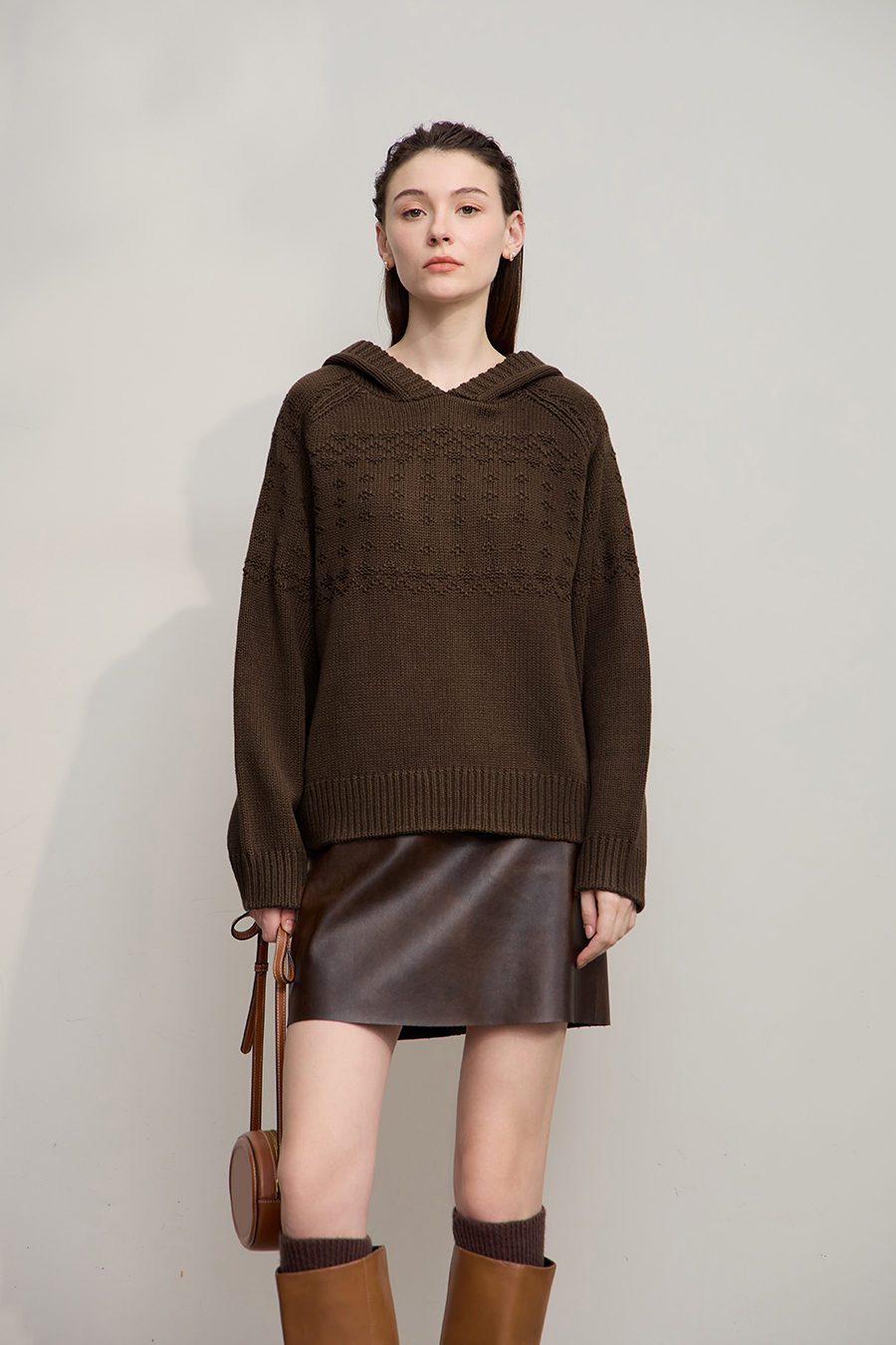 Hooded Raglan Sleeve Sweater