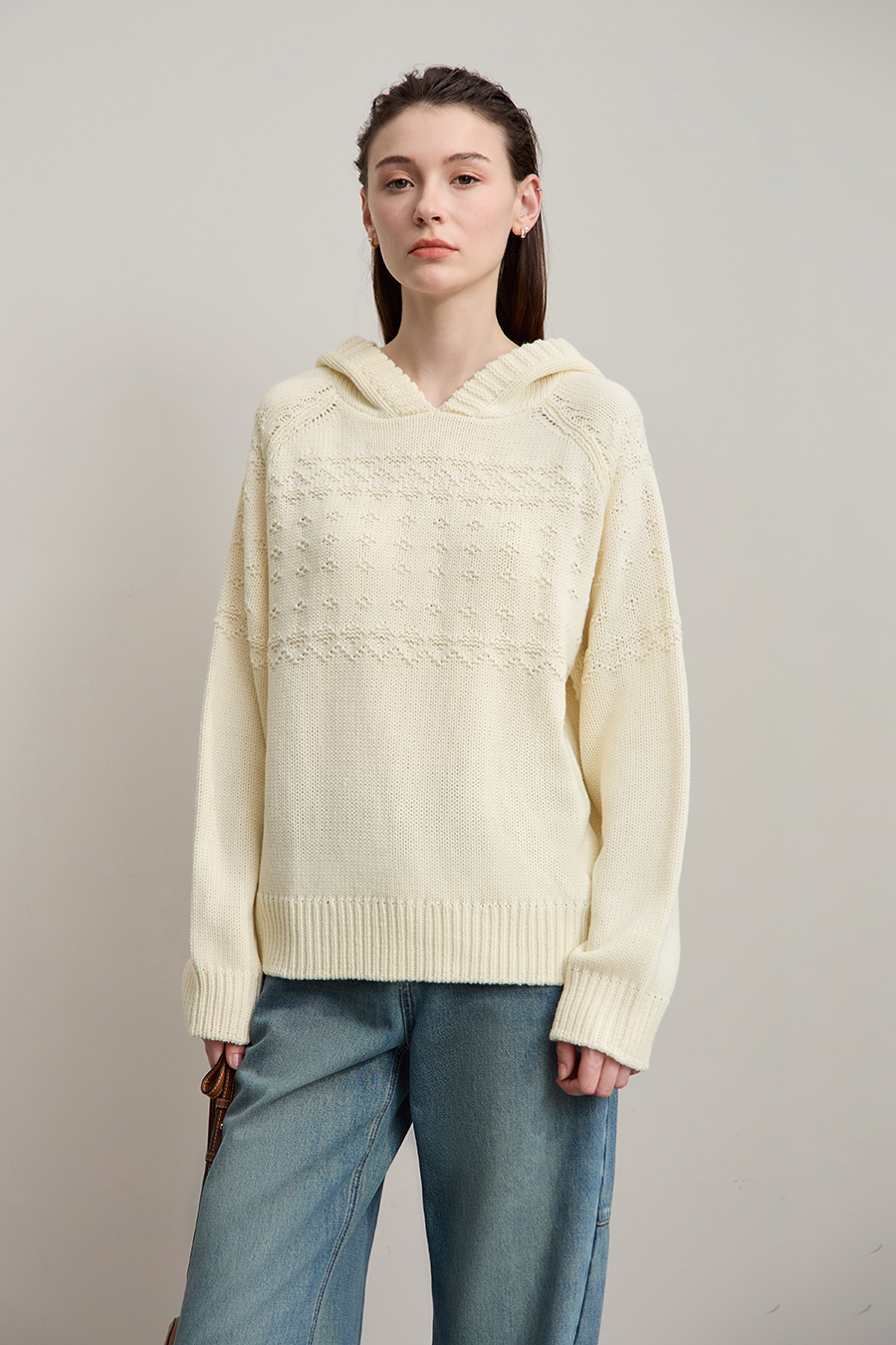 Hooded Raglan Sleeve Sweater
