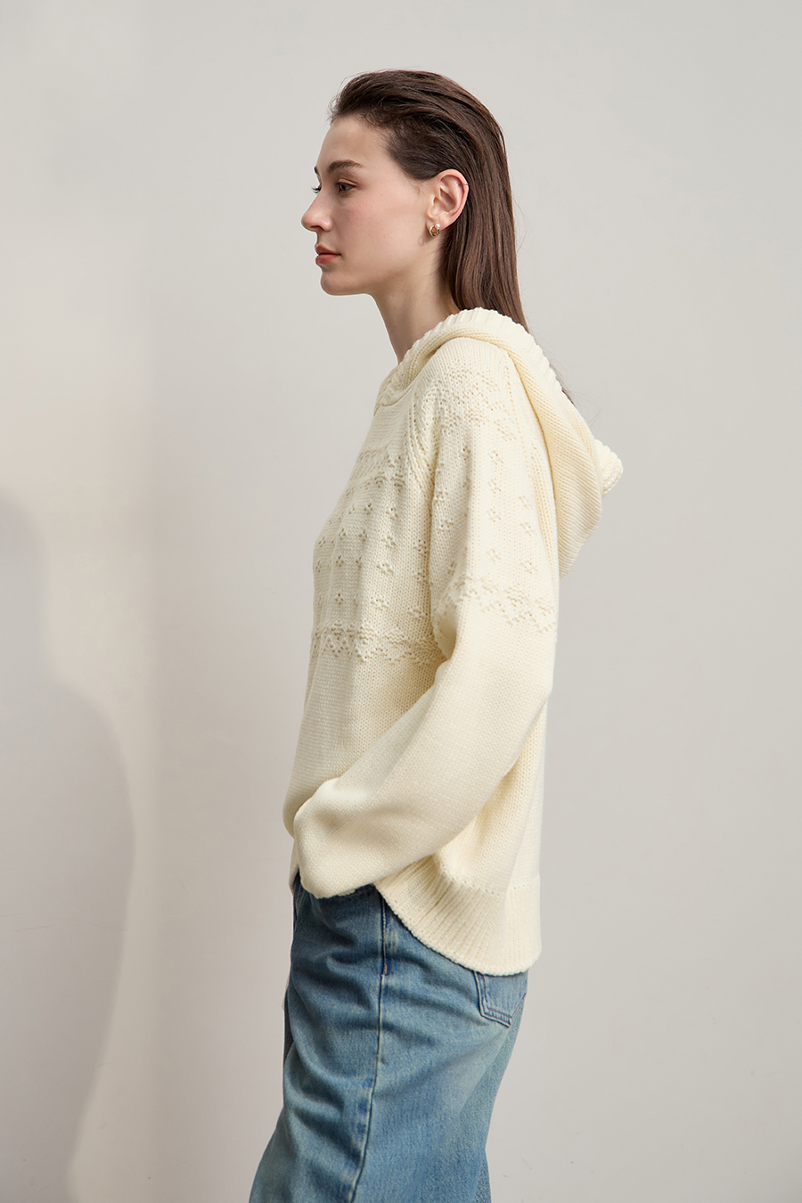 Hooded Raglan Sleeve Sweater