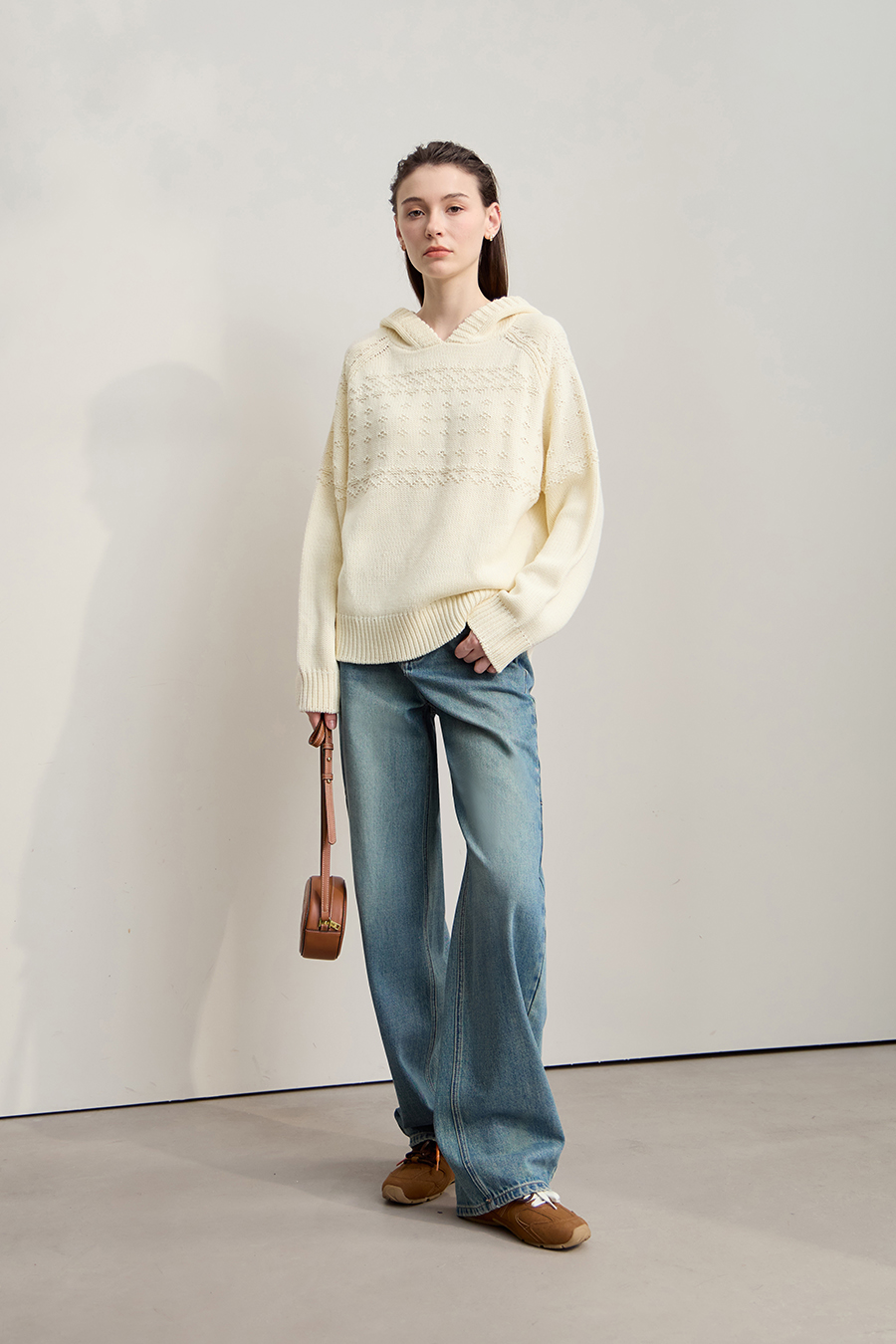 Hooded Raglan Sleeve Sweater