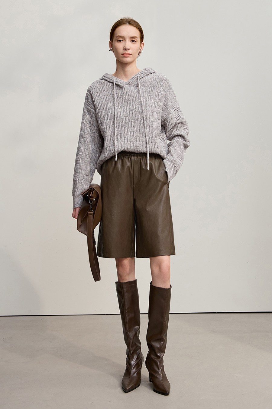 Eco - Leather Casual Shorts|AMII-AMII.com