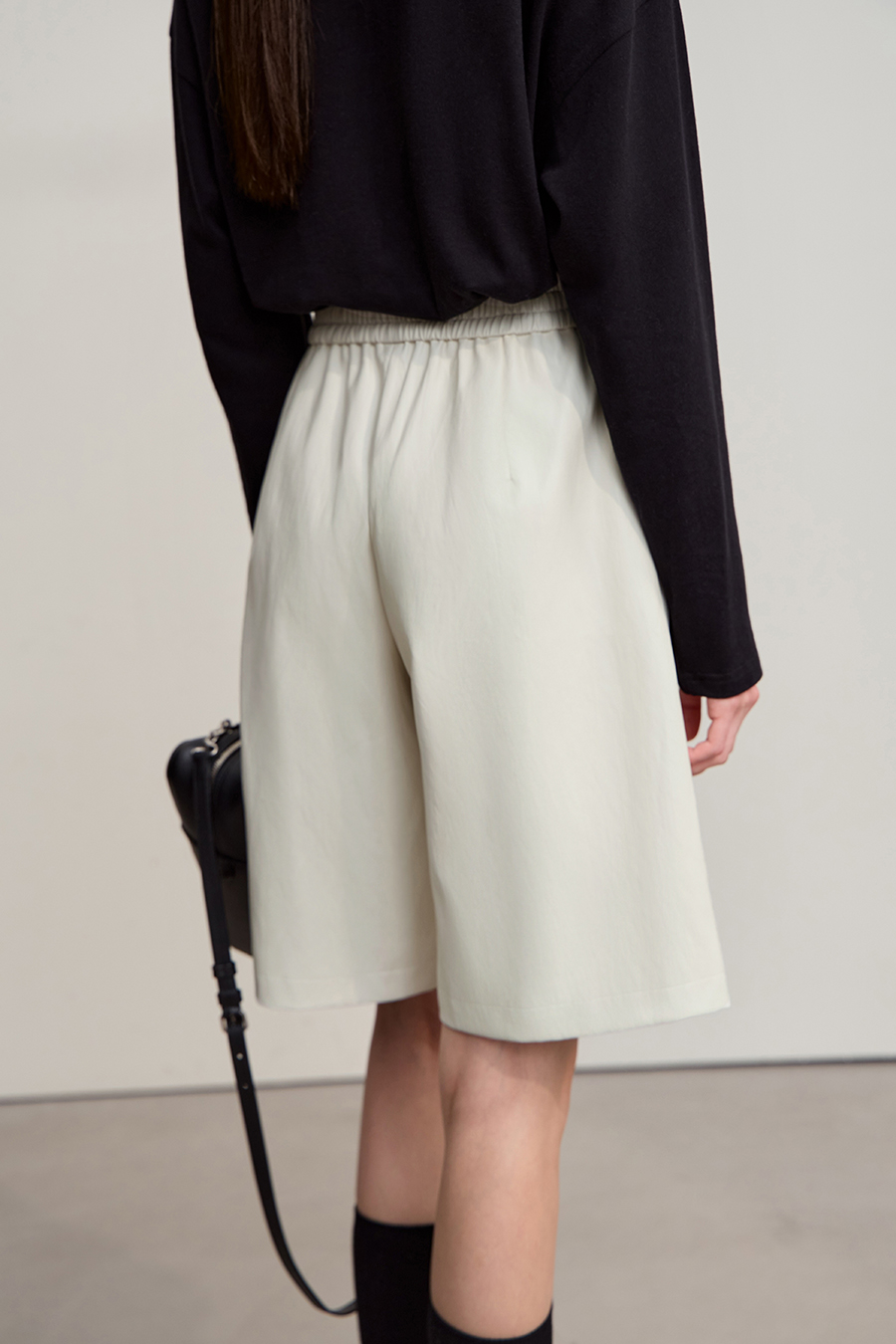 Eco - Leather Casual Shorts|AMII-AMII.com