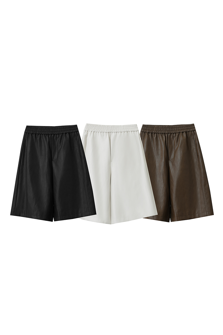 Eco - Leather Casual Shorts|AMII-AMII.com