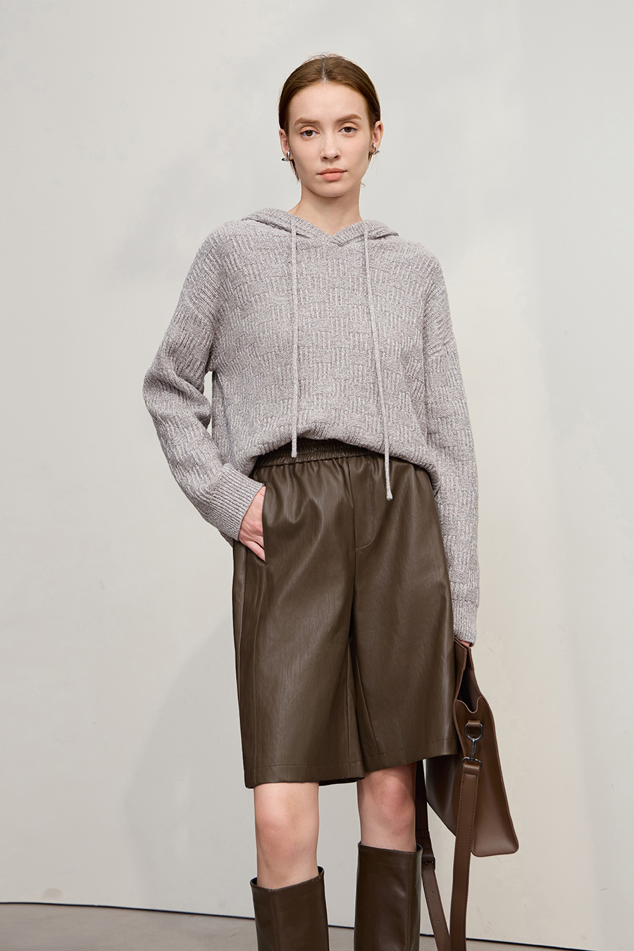 Eco - Leather Casual Shorts|AMII-AMII.com