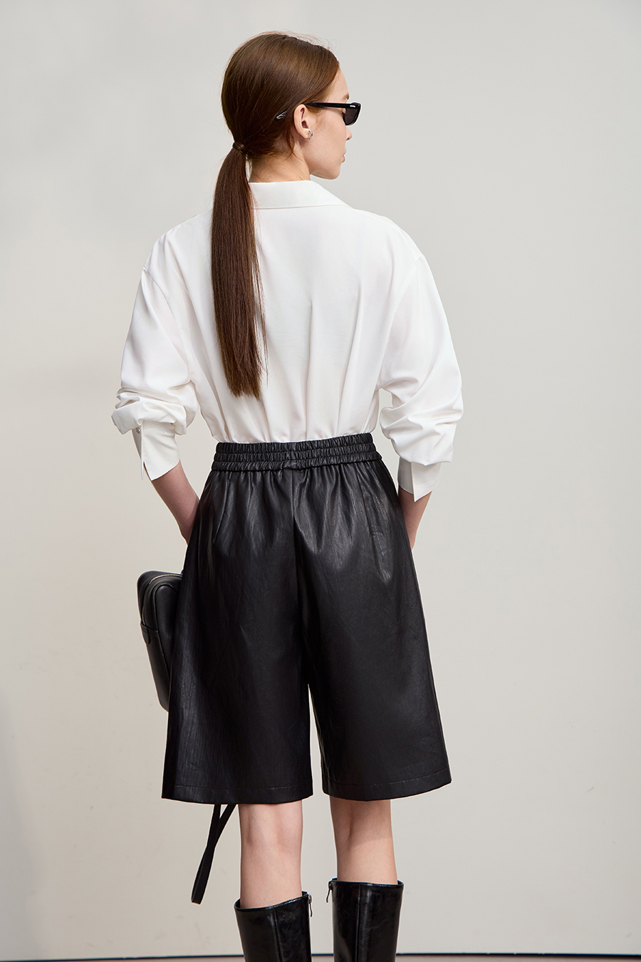 Eco - Leather Casual Shorts|AMII-AMII.com