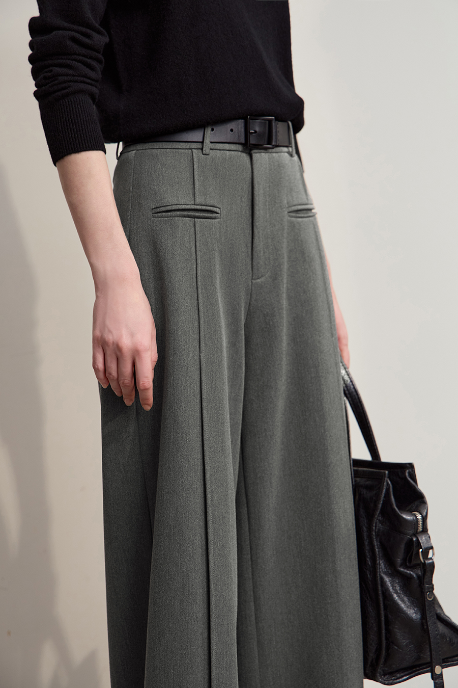 Brushed Wide-leg Casual Trousers