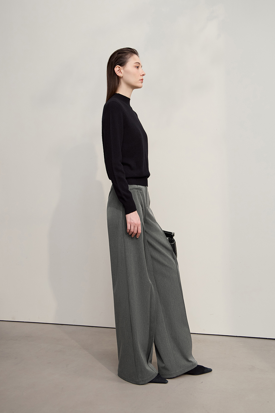 Brushed Wide-leg Casual Trousers