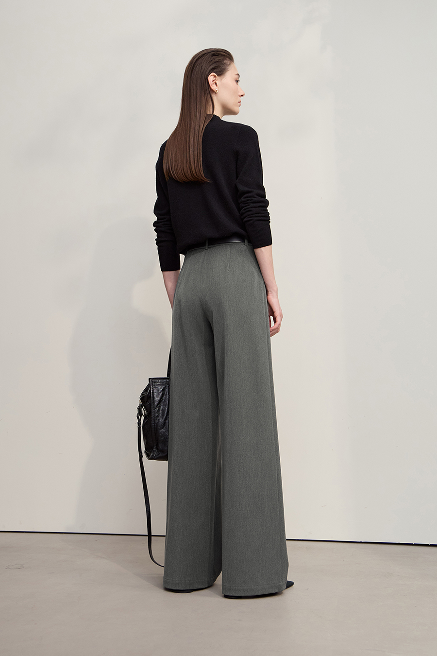 Brushed Wide-leg Casual Trousers