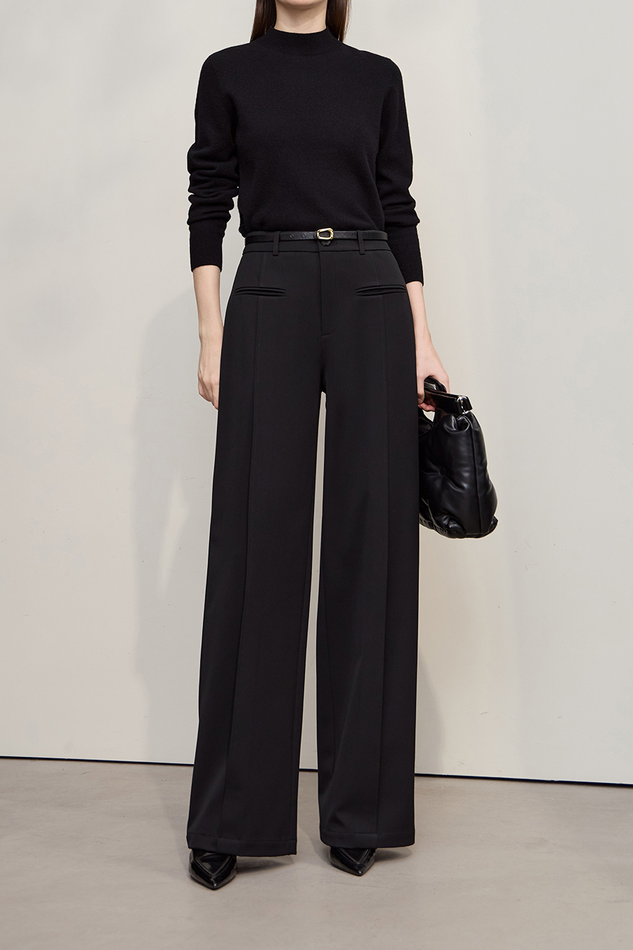 Brushed Wide-leg Casual Trousers