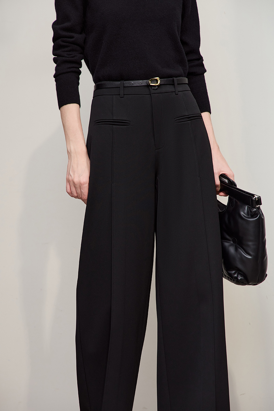 Brushed Wide-leg Casual Trousers