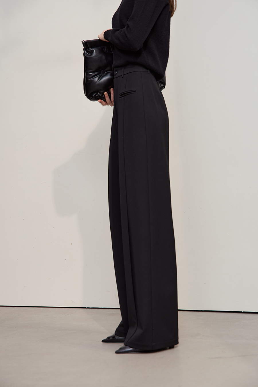 Brushed Wide-leg Casual Trousers