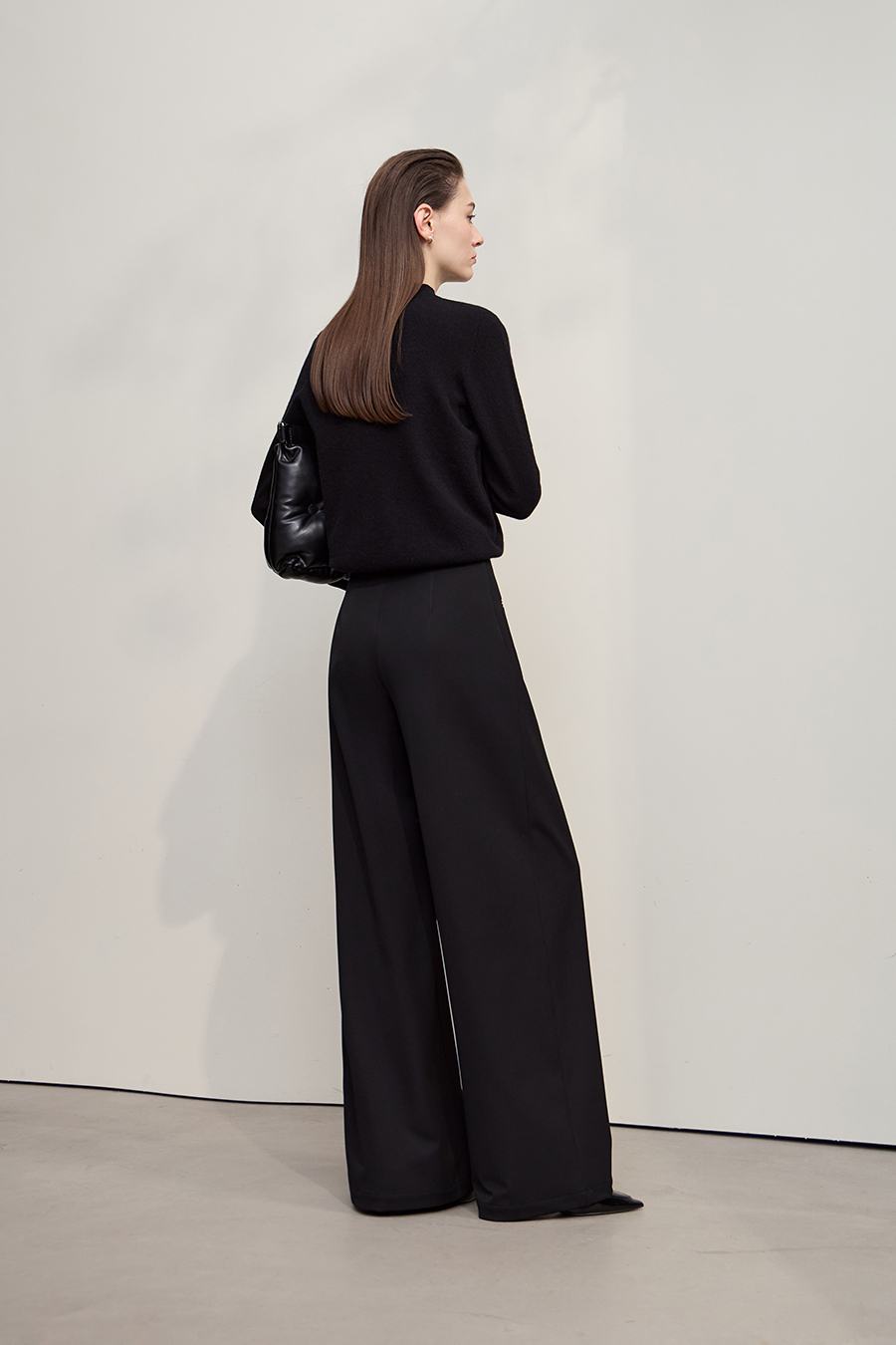 Brushed Wide-leg Casual Trousers