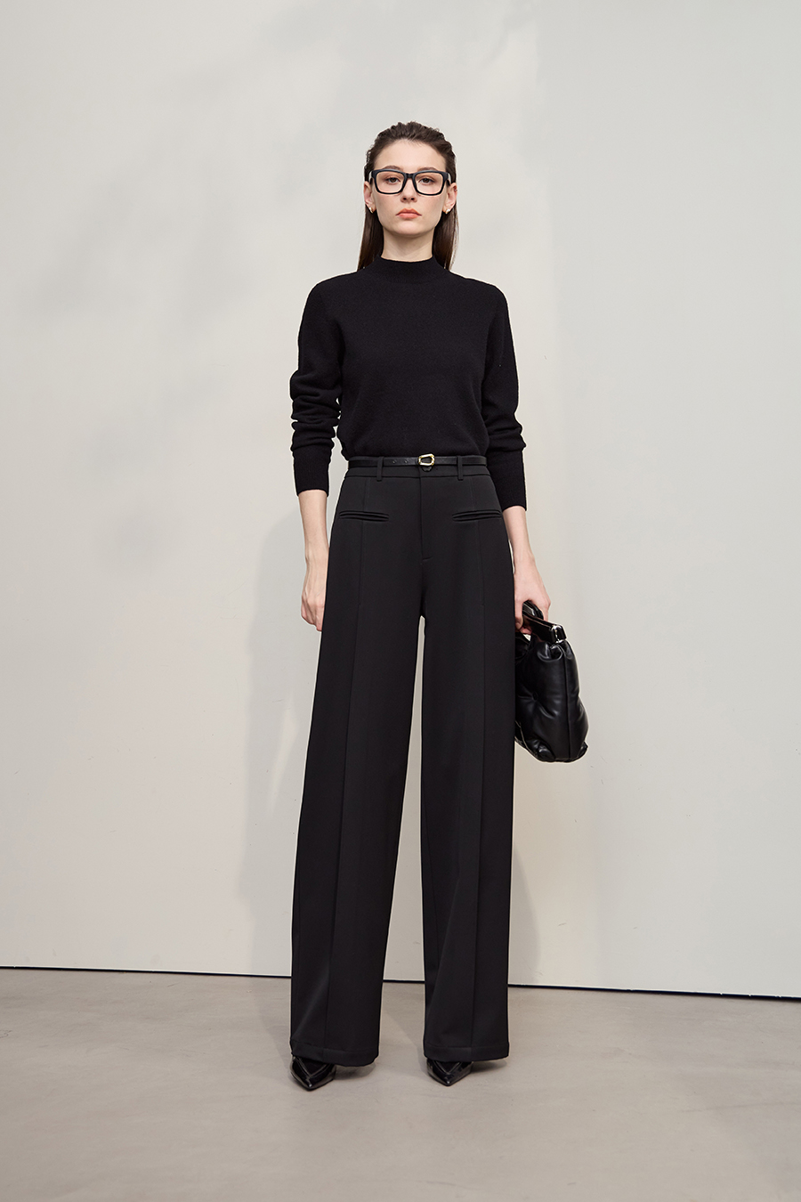 Brushed Wide-leg Casual Trousers