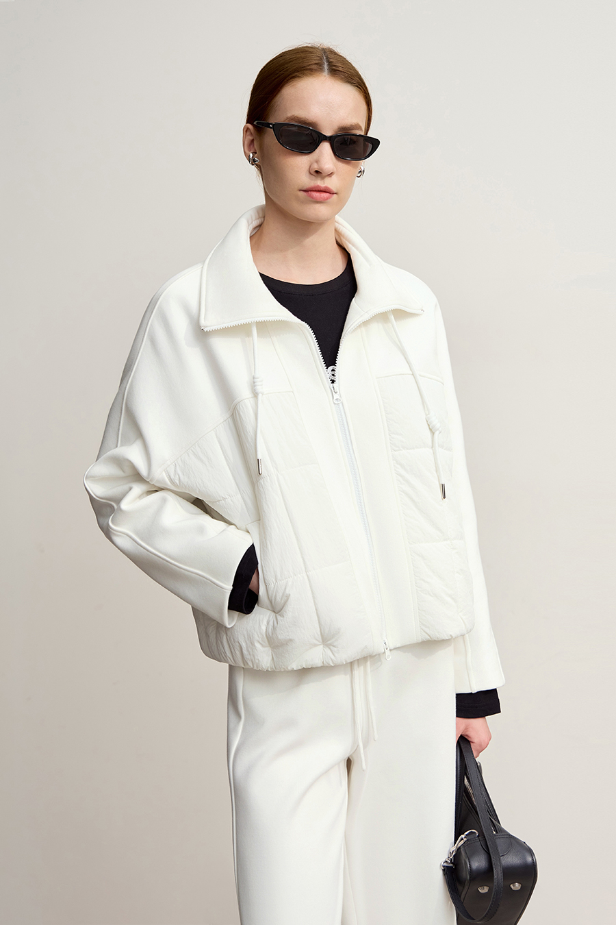 High Neck Set - in Sleeve Fleece - lined Cotton - padded Coat|AMII