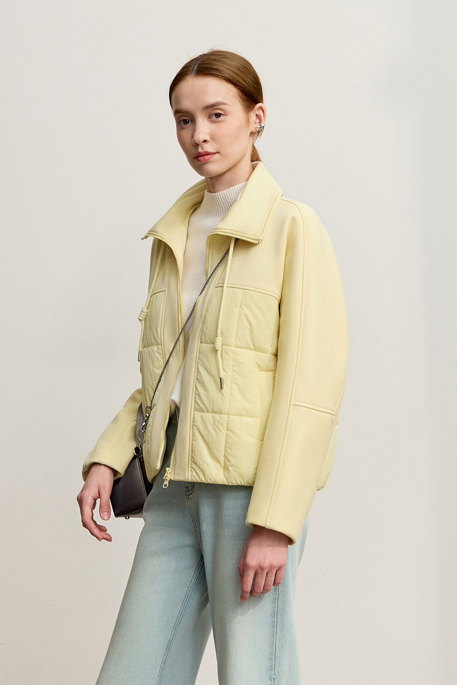 High Neck Set - in Sleeve Fleece - lined Cotton - padded Coat|AMII