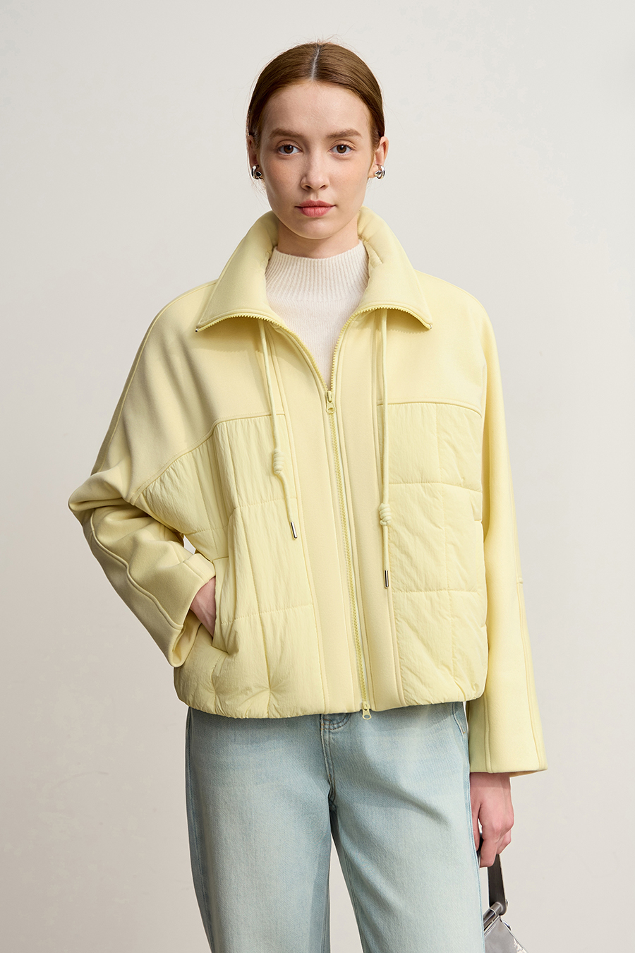 High Neck Set - in Sleeve Fleece - lined Cotton - padded Coat|AMII