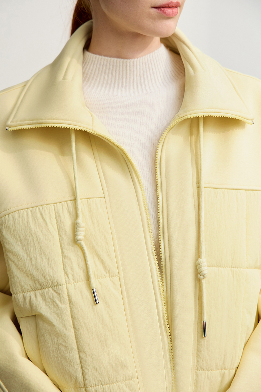 High Neck Set - in Sleeve Fleece - lined Cotton - padded Coat|AMII