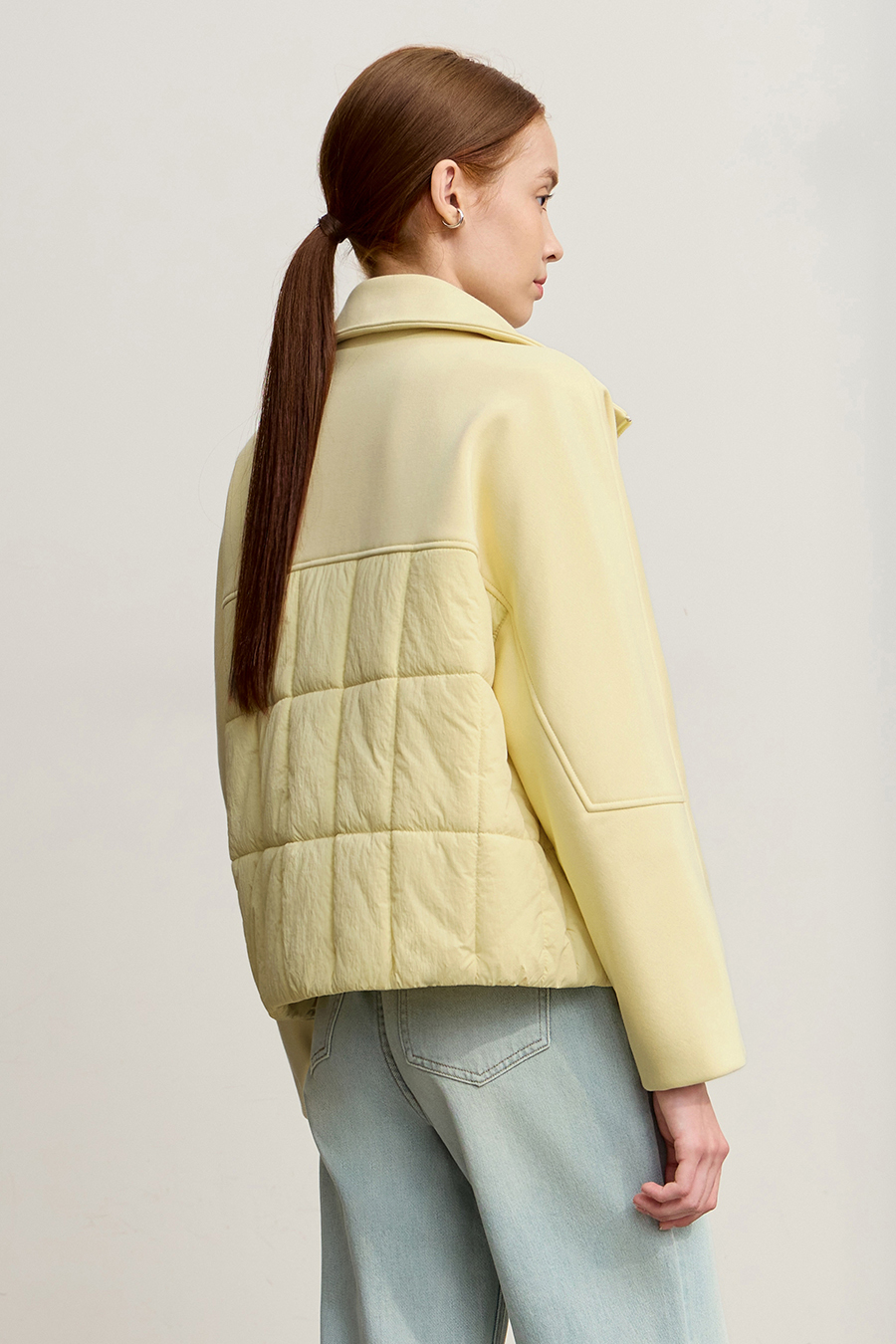 High Neck Set - in Sleeve Fleece - lined Cotton - padded Coat|AMII