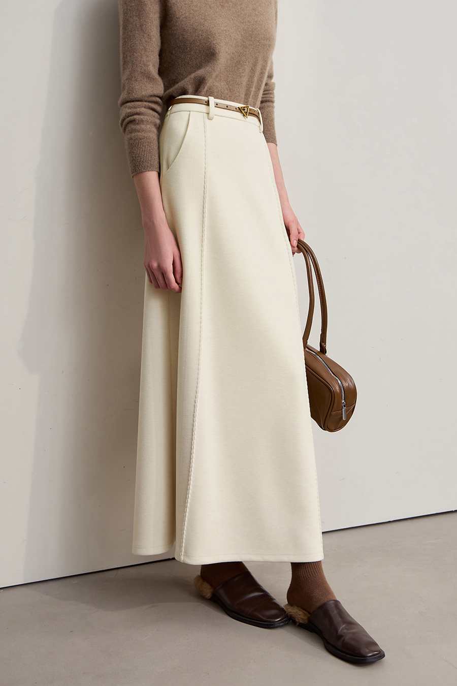 Long Slightly Elastic A - line Skirt|AMII-AMII.com