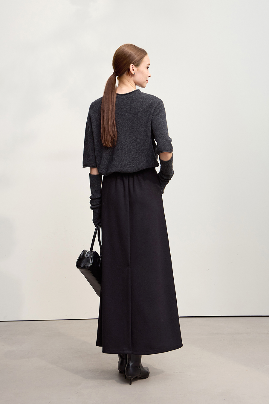 Long Slightly Elastic A - line Skirt|AMII-AMII.com
