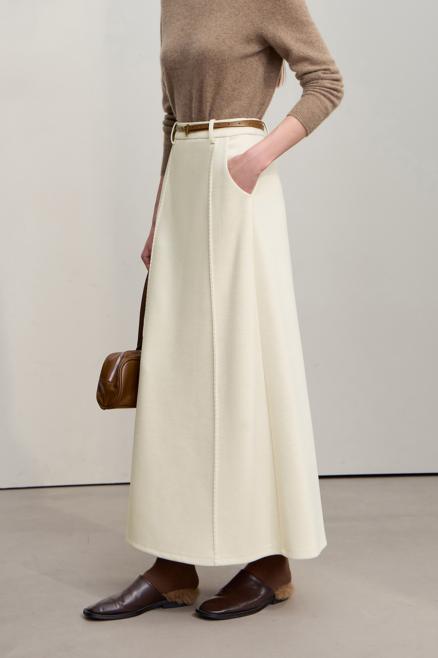 Long Slightly Elastic A - line Skirt|AMII-AMII.com