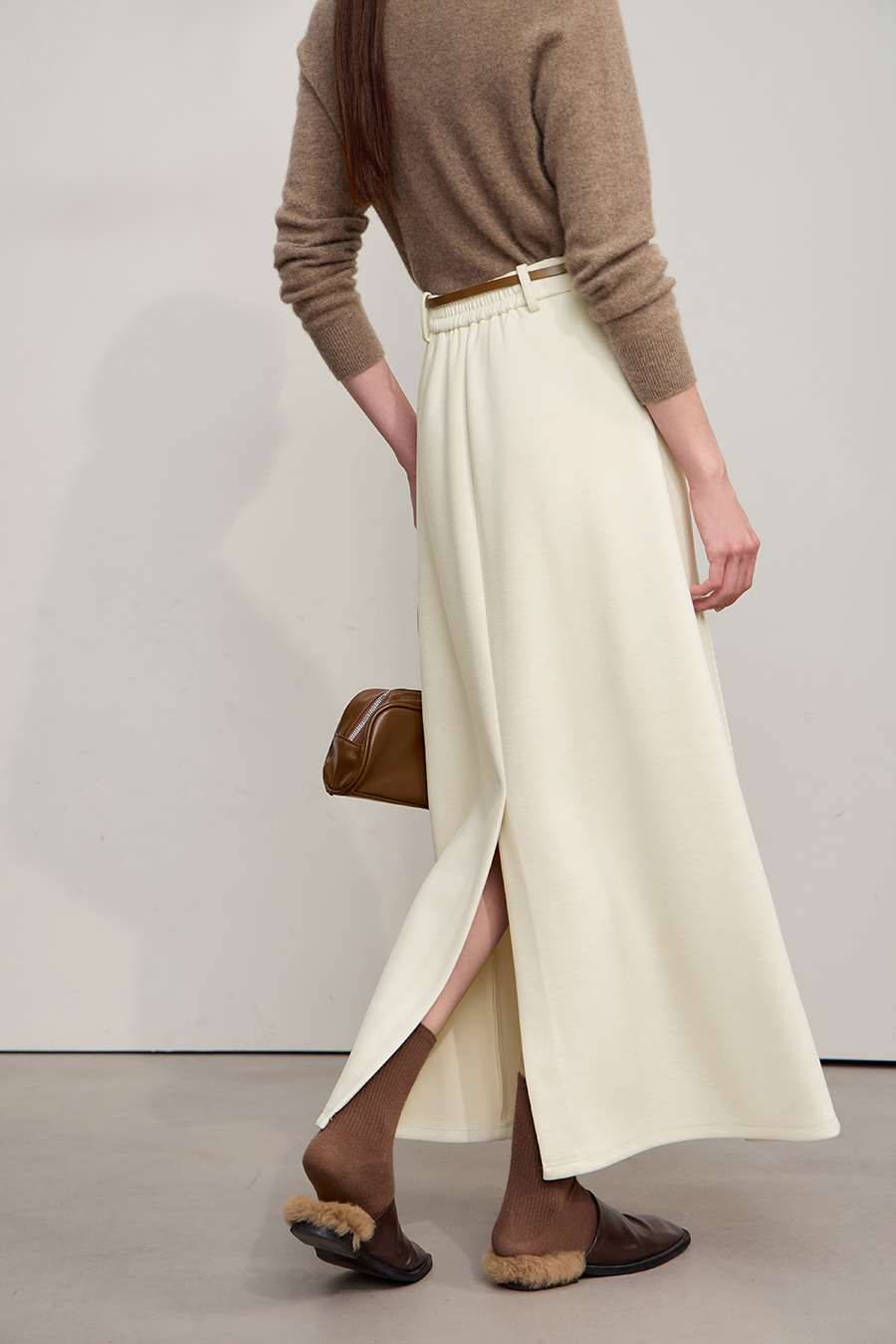 Long Slightly Elastic A - line Skirt|AMII-AMII.com