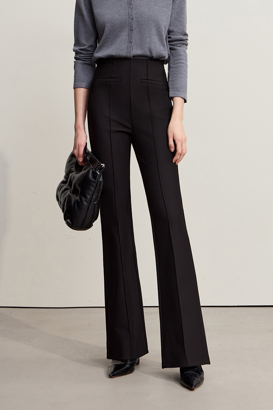 High Waist Flare Casual Long Pants|AMII-AMII.com